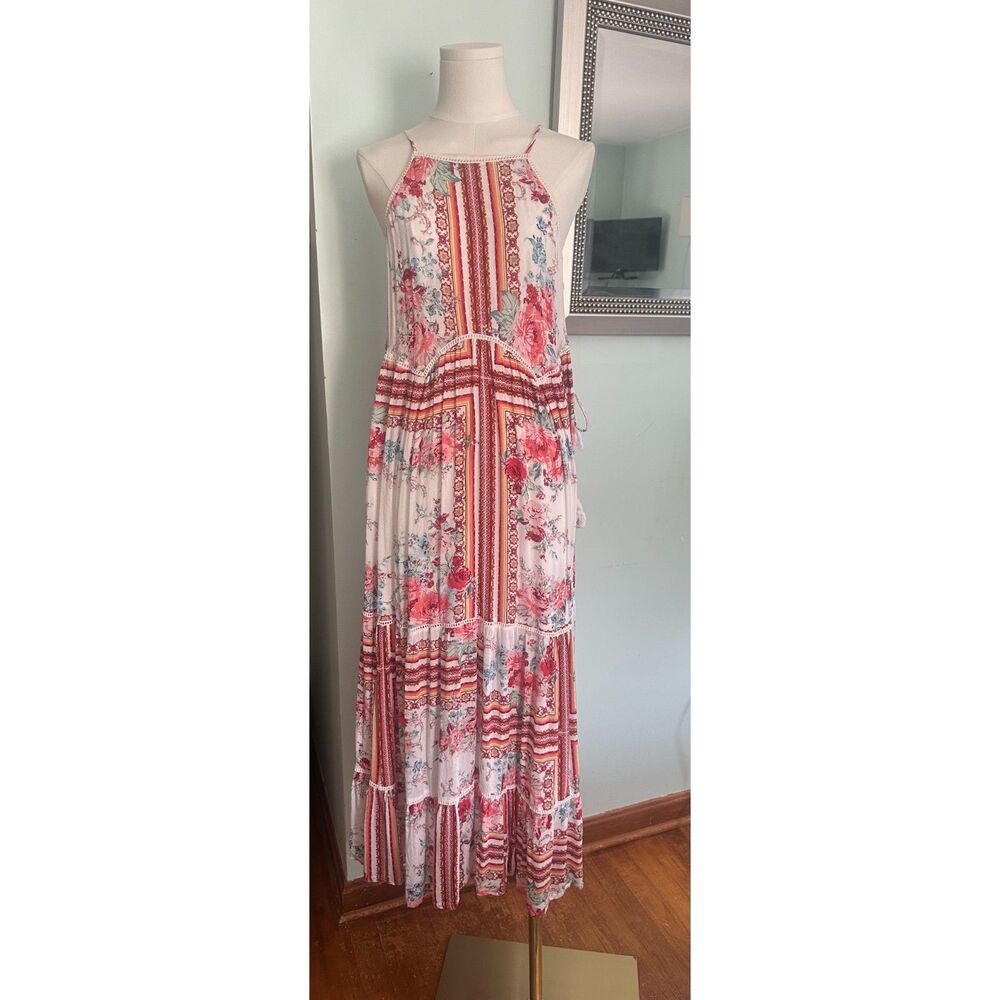 Xhilaration Oversized Tiered Floral Print Maxi Dress S Granola Rayon Boho Market